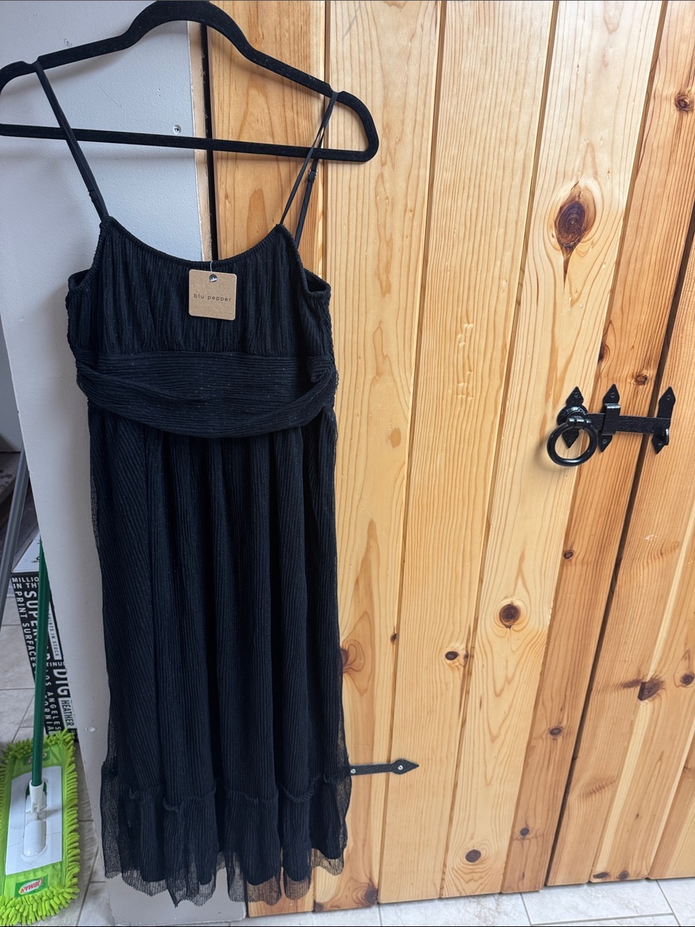 Blu Pepper Black Spaghetti-Strap Midi Dress